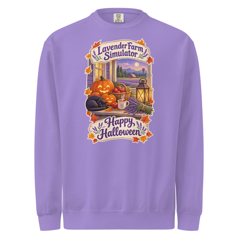 Lavender Farm Simulator Lantern Porch Lavender Crewneck Sweatshirt in Violet