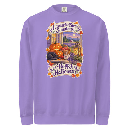 Lavender Farm Simulator Lantern Porch Lavender Crewneck Sweatshirt in Violet