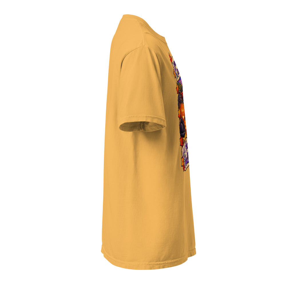 Lavender Farm Simulator Lantern Porch Lavender Garment-Dyed T-Shirt in Mustard
