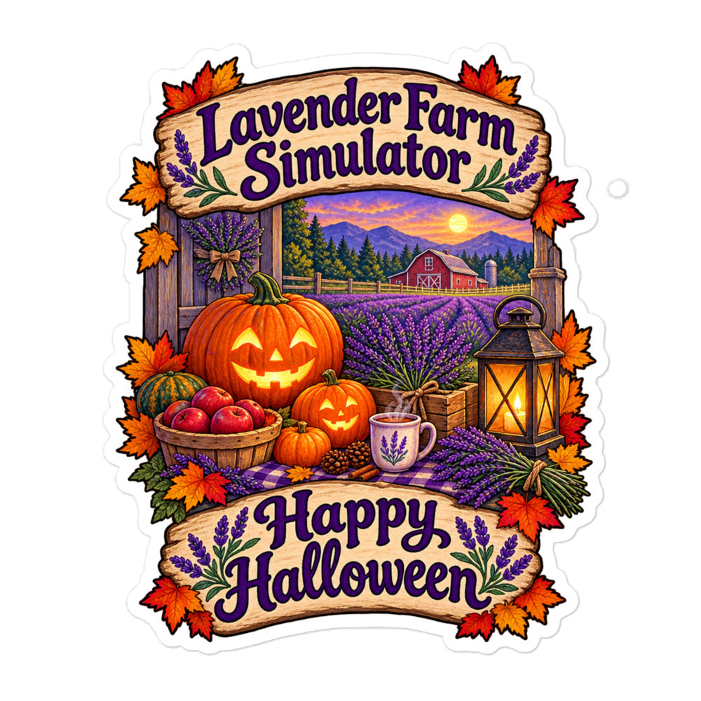Lavender Farm Simulator Lantern Porch Lavender Sticker in White