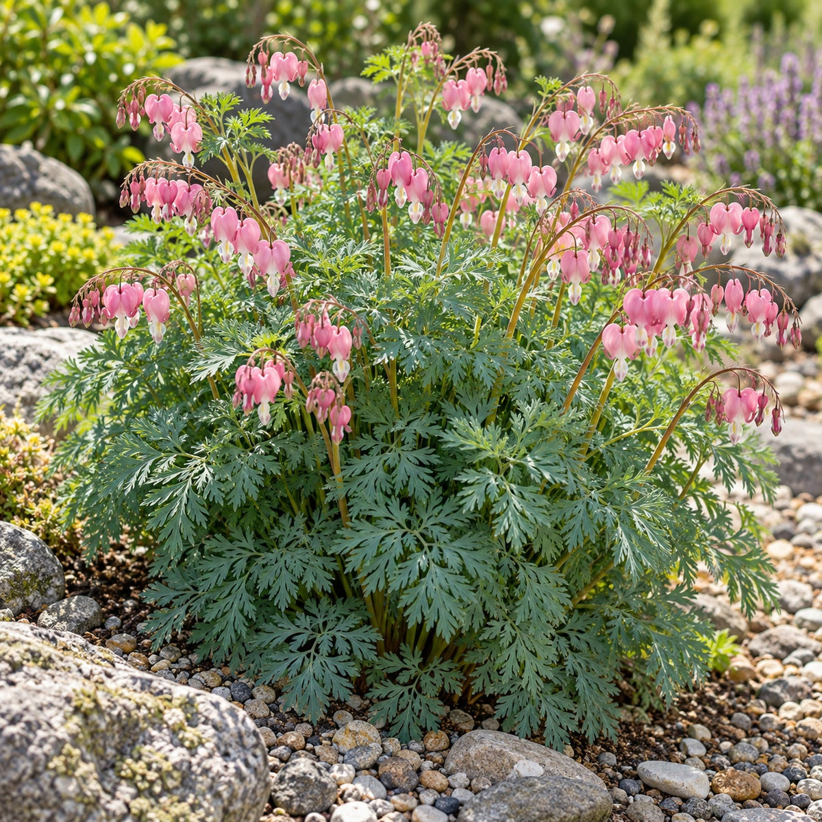 Pixie Hearts Fernleaf Bleeding Heart growing in a garden