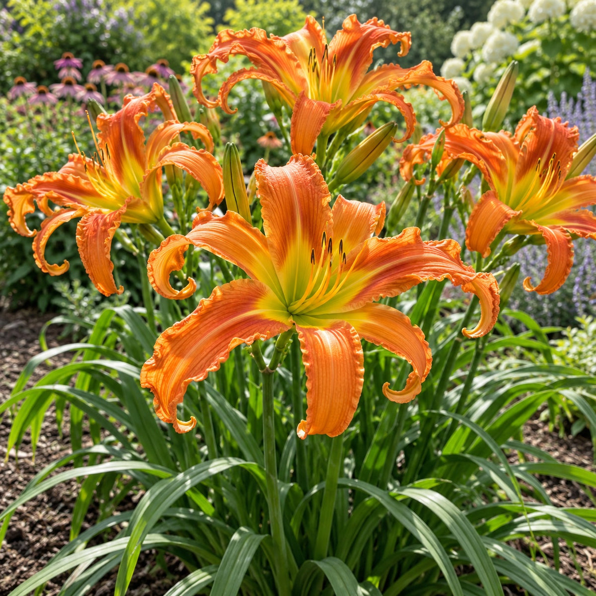 Primal Scream Daylily growing in a garden