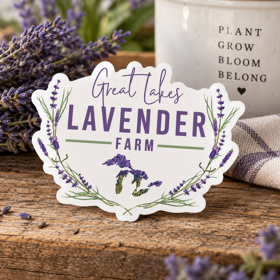 Great Lakes Lavender Farm Logo - Vinyl Waterproof Sticker