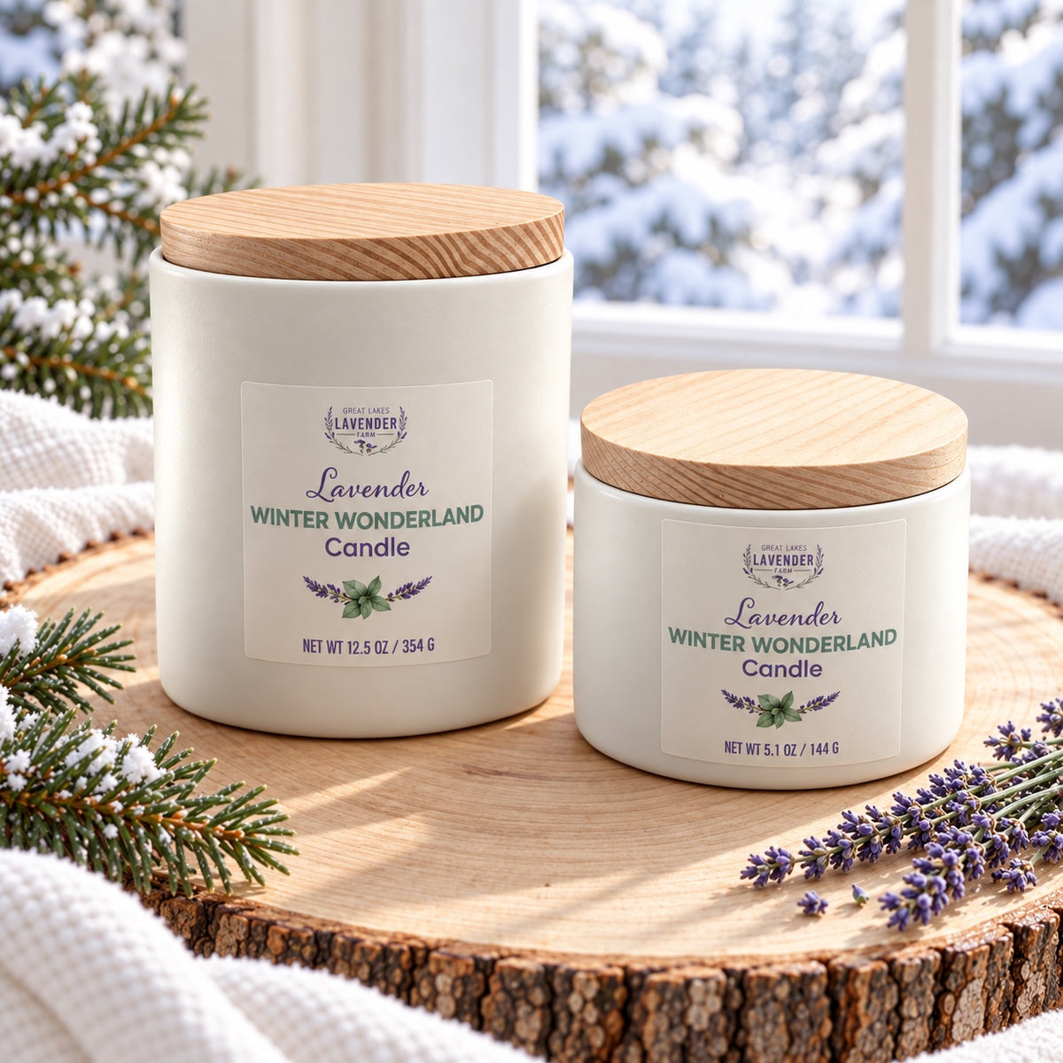 Lavender Winter Wonderland Ceramic Candle