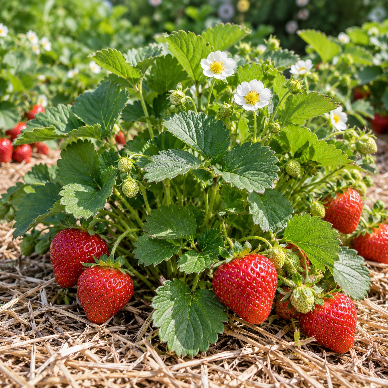Quinault Strawberry growing in a garden