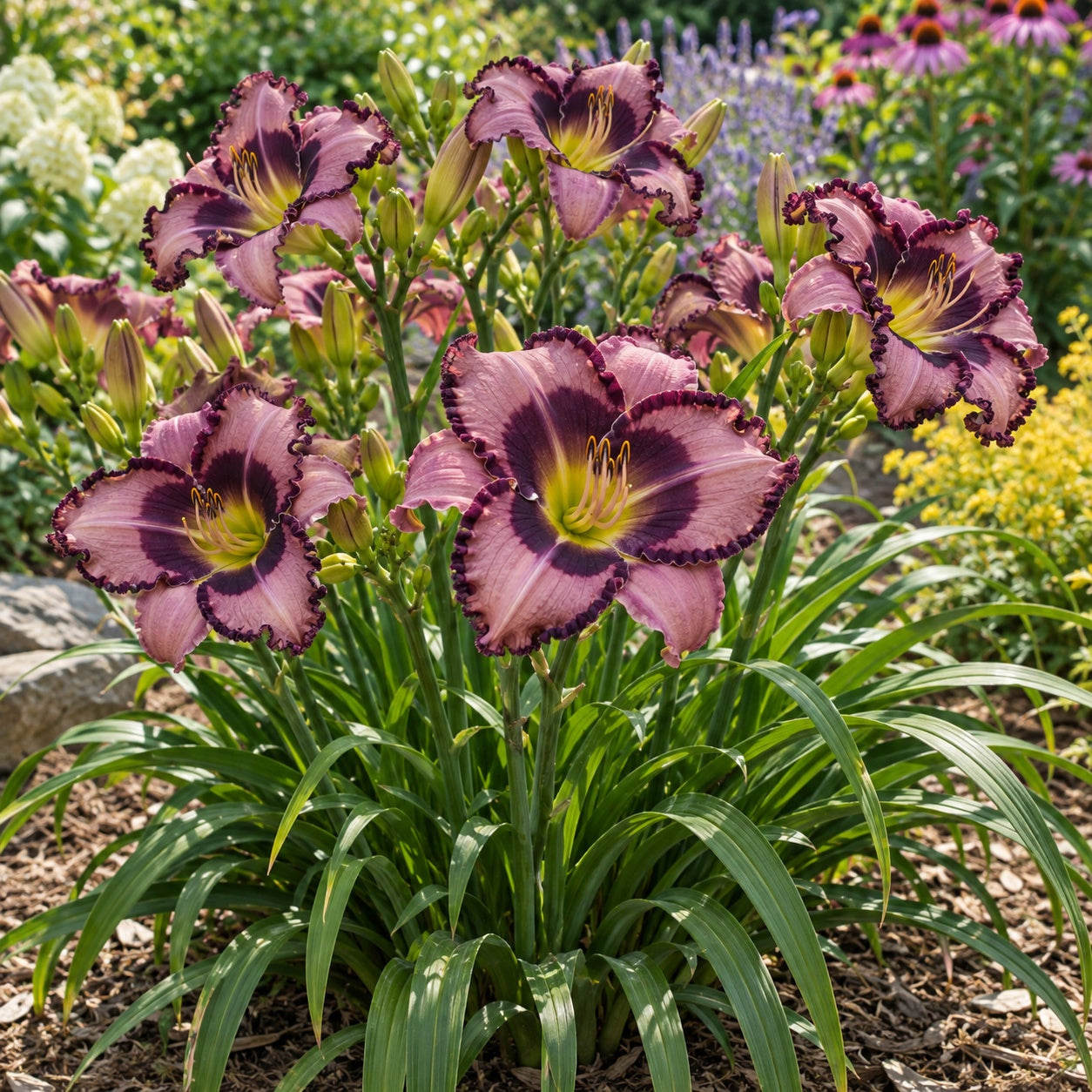 Storm Shelter Daylily growing in a garden