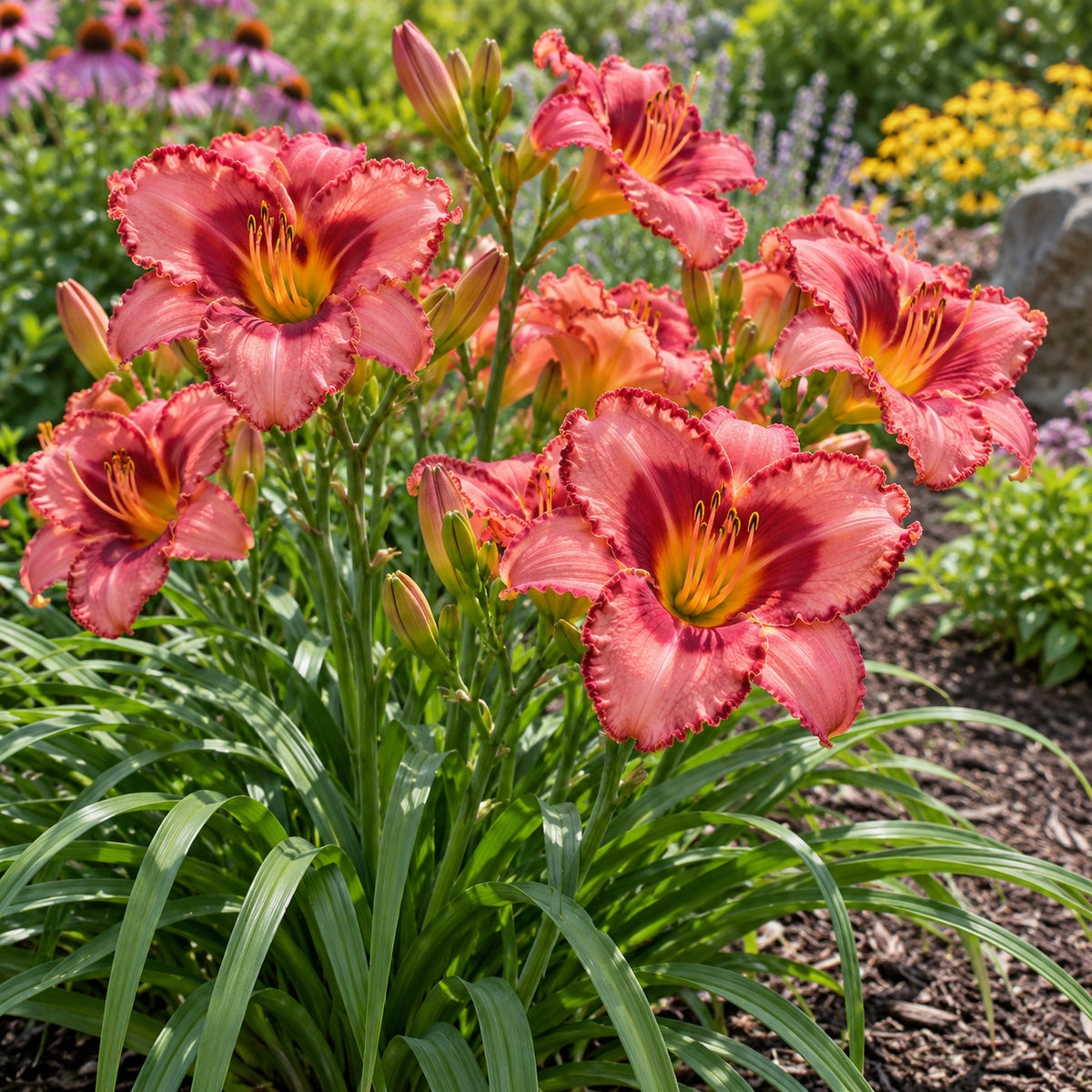 Strawberry Candy Daylily growing in a garden