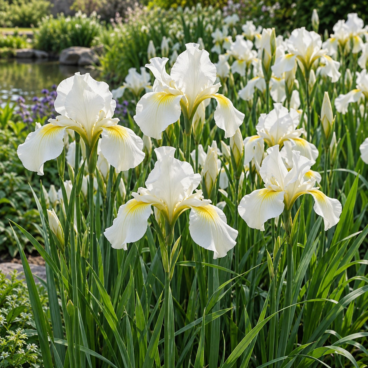 Swans in Flight Siberian Iris growing in a garden